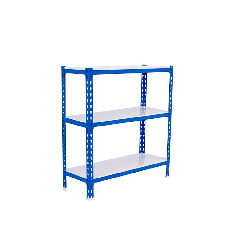 SimonRack Rayonnage métallique, 900x1100x300 mm, 3 niveaux, tablette métallique, 200 kg au point de flexion, Bleu/Blanc – Simonclick – métal 843510 - Image 1