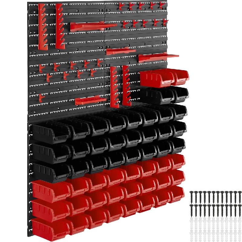 TecTake GmbH tectake Magazine de petites pièces avec 28 boîtes empilables et supports d&rsquo;outils – Lot de 2 noir – noir plastique polypropylène 406300 - Image 1