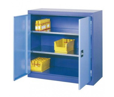 Armoire basse métallique à portes battantes H 1000 mm – 3 niveaux, 2 étagères, capacité 500 kg – Réf. DL.000648.58A 1