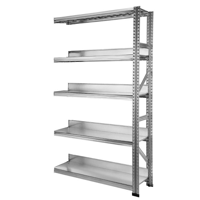 Kit suivant rayonnage Galvastar tôles lisses avec butée – L.1050xP.600 mm – 4 niveaux – Charge 155 kg/niveau 1