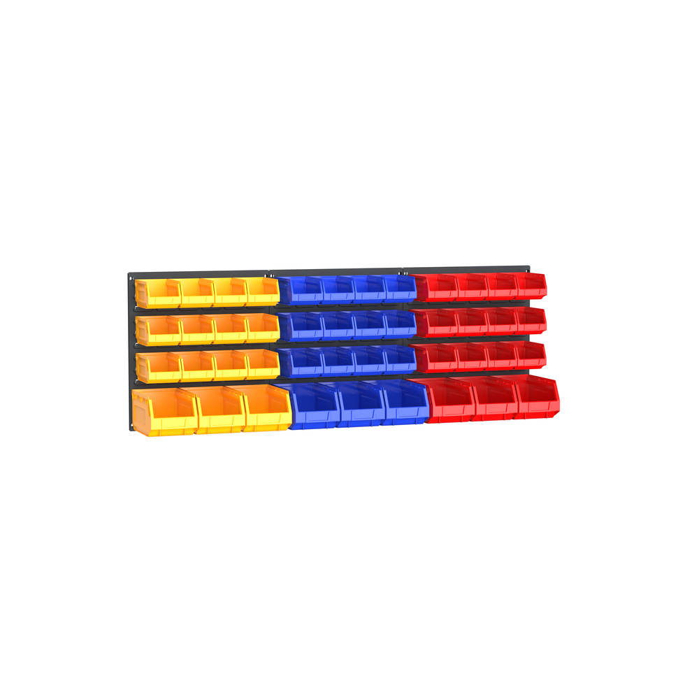 Kit Panneaux à Bacs – 3 panneaux verticaux 0.5M et 45 bacs – LxH: 1371x495mm – Tôle d&rsquo;acier 1