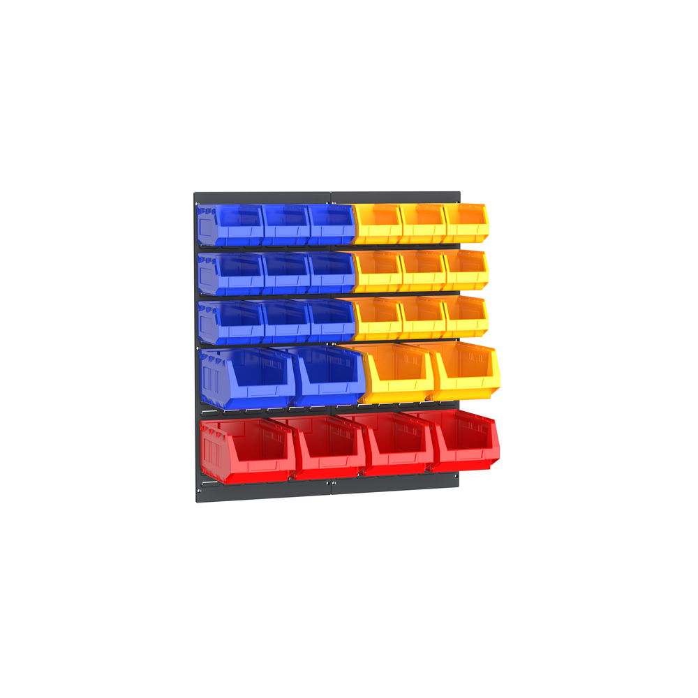 Kit Panneaux à Bacs avec 26 bacs – Panneaux en acier revêtement poudre – LxH: 914×991 mm 1
