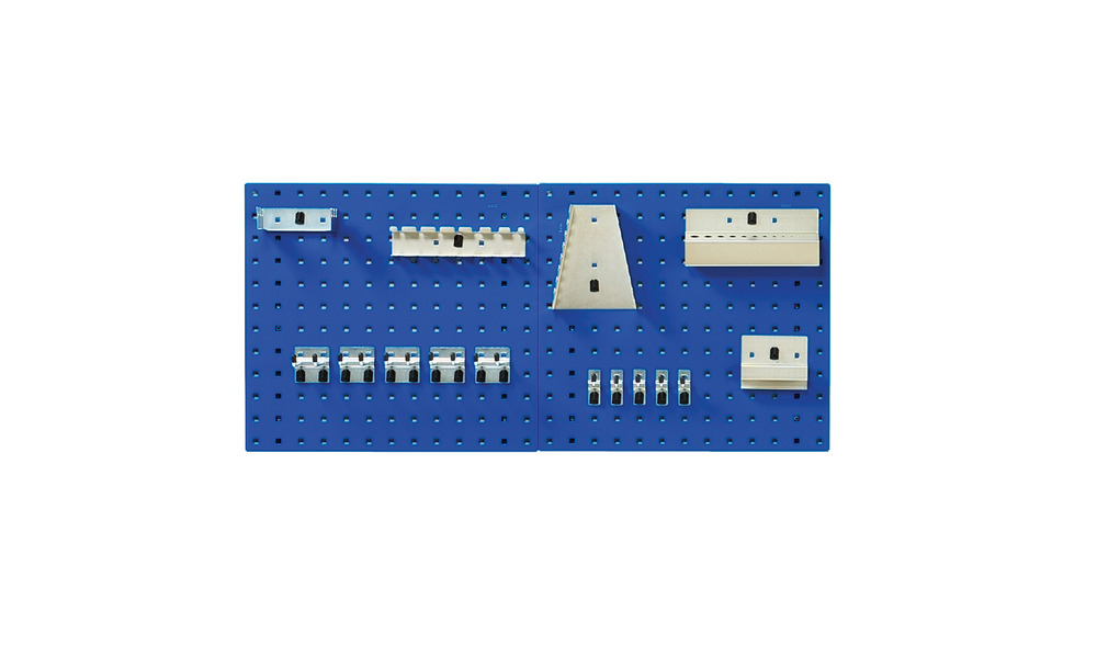 Kit Panneaux Perfo et Accessoires – 2 Panneaux 0.5M et 15 Crochets – RAL 5010 – Acier 1