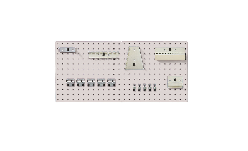 Kit Panneaux Perfo et Accessoires – 2 Panneaux 0.5M et 15 Crochets – RAL 7035 – 500x200x1000 mm - Image 1
