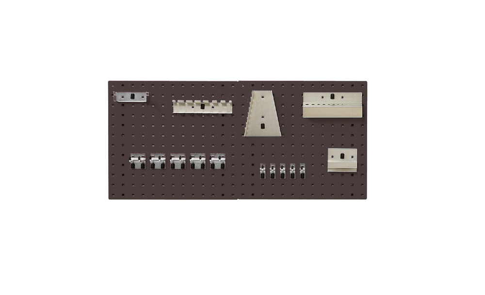 Kit Panneaux Perfo et Accessoires – 2 Panneaux 0.5M et 15 Crochets – RAL 7016 – Tôle d&rsquo;acier - Image 1