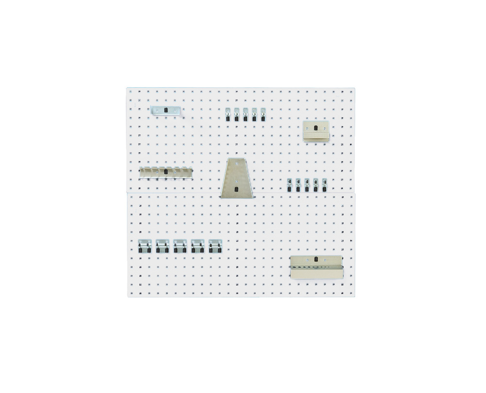 Kit Panneaux Perfo et Accessoires – 2 Panneaux de 1.0 m et 20 Crochets – RAL 7035 – Tôle d&rsquo;acier 1
