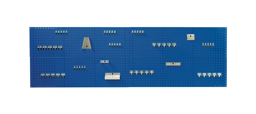 Kit Panneaux Perfo et Accessoires – 4 Panneaux de 1.5 m et 60 Crochets – RAL 5010 – Acier 1