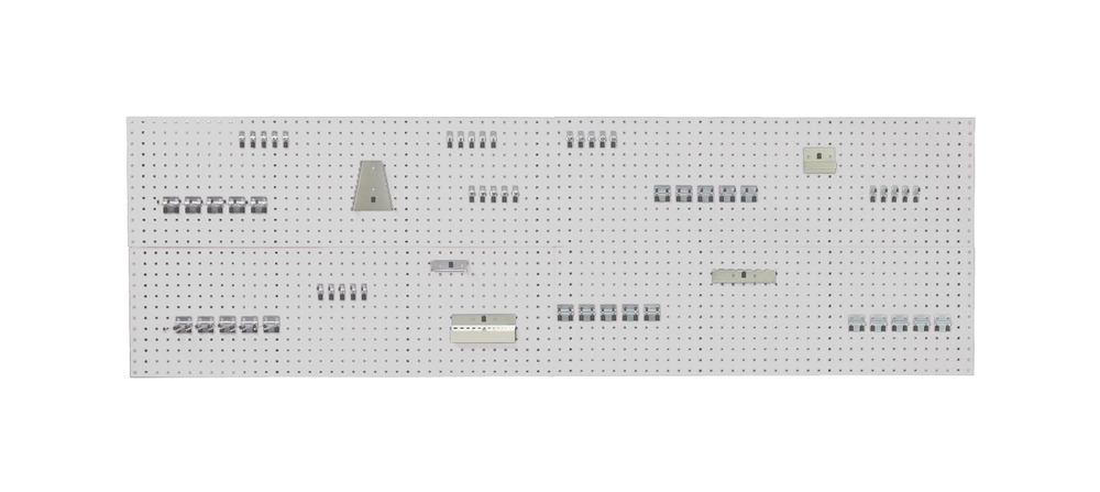 Kit Panneaux Perfo et Accessoires – 4 Panneaux de 1.5 m et 60 Crochets – RAL 7035 – Acier 1