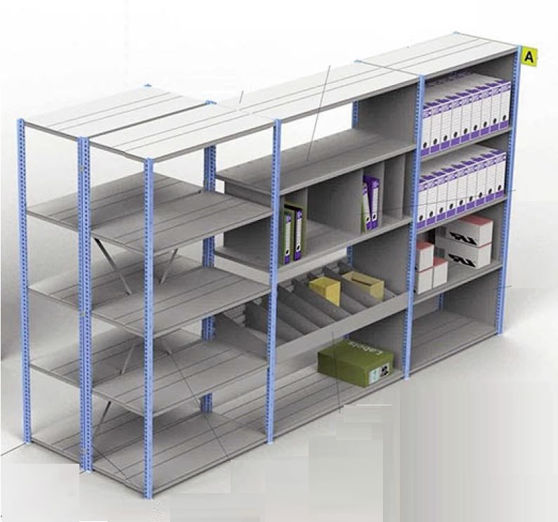 Rayonnage métallique modulable ST 20 – Tablettes personnalisables – Charge 90 à 300 kg par niveau 1
