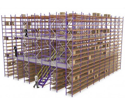 Rayonnage mi-lourd – Casier passerelle pour picking sur 2 à 3 niveaux – Structure ST 52 - Image 1