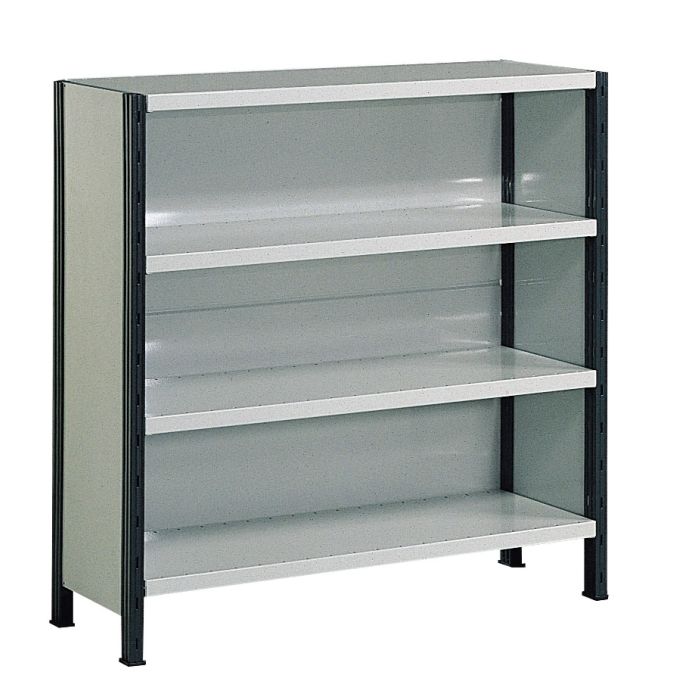 Comptoir rayonnage peint tôlé profondeur 300 mm – Kit départ avec 2 échelles et 4 niveaux 1