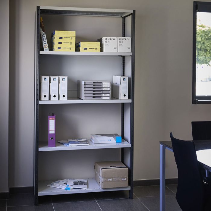 Rayonnage Universel peint tôlé L.970 x P.500 mm – Etagère métallique avec 5 tablettes, charge 170 kg par tablette 2