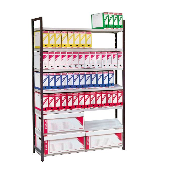 Rayonnage archives peint simple face 7 niveaux avec tablettes L1170 – Charge 75 kg par tablette, dimensions L.1230 x P.350 x H.2000 mm 1