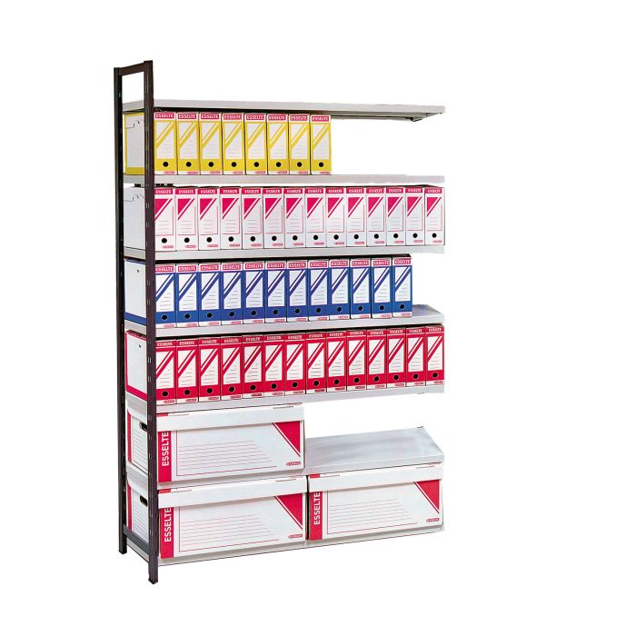 Kit suivant rayonnage pour archives peint Universel H.2000 avec tablettes L.1170 x P.350 mm – Charge 75 kg par tablette 1