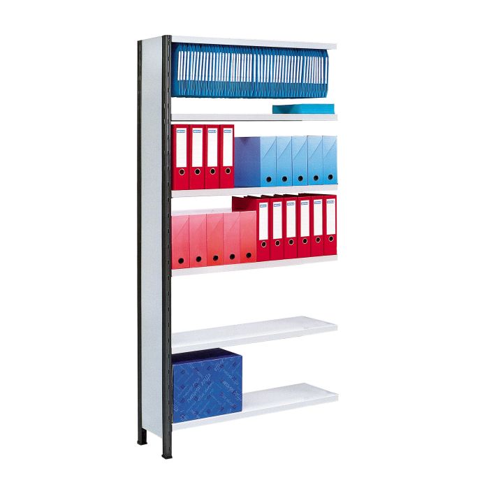 Kit suivant – rayonnage bureau universel peint H.2000 avec tablettes L.1170 x P.350 mm – charge 100 kg par tablette 1