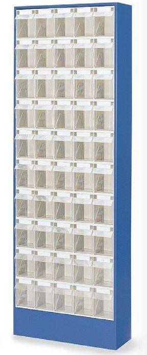 Armoire à tiroirs avec bacs repliables 50 bacs transparent 1820x634x200mm 5007 bleu brillant – BB500181-0001 1