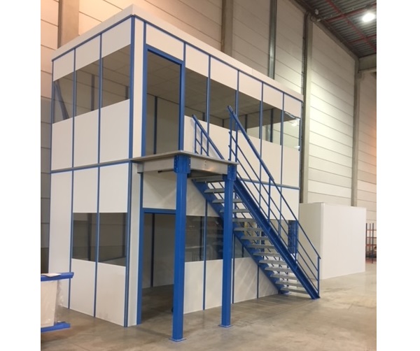 Mezzanine industrielle démontable et réutilisable pour bureaux d&rsquo;ateliers – Structure porteuse avec plancher acier + bois 1
