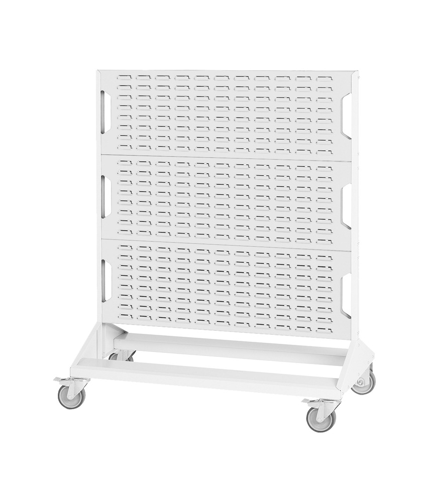 Rack à bacs mobile double face – 6 panneaux – 1000x550x1250 mm – acier – RAL 7035 - Image 1