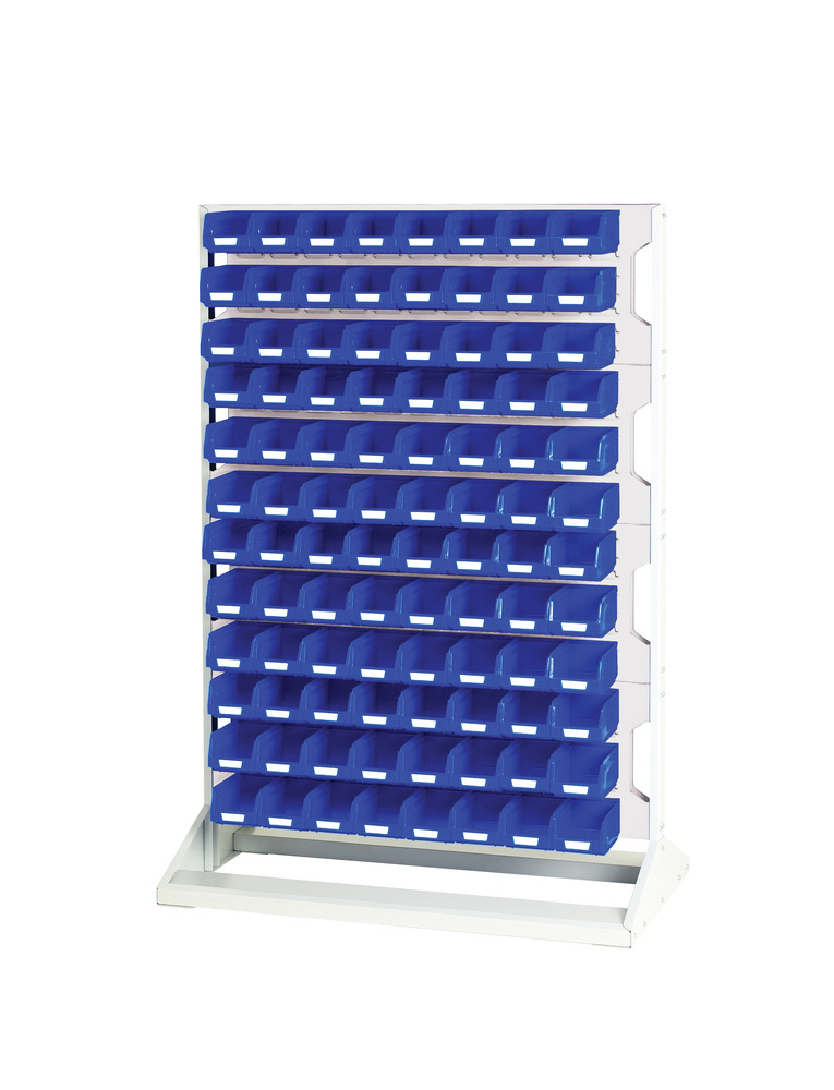 Rack à Bacs Fixe Double Face & Bacs – 8 Panneaux, 192 Bacs Bleu – 1000x550x1450 mm - Image 1