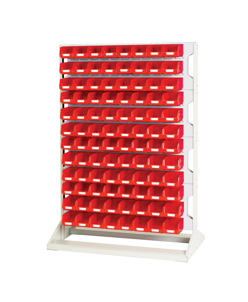 Rack à Bacs Fixe Double Face & Bacs 8 Panneaux 192 Bacs Rouge – 1000x550x1450 mm – Acier - Image 1