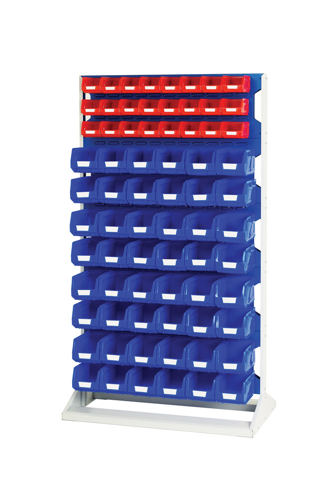 Rack à Bacs Fixe Double Face & Bacs – 10 Panneaux, 48 Bacs Rouge & 96 Bleu – 1000x550x1775 mm - Image 1