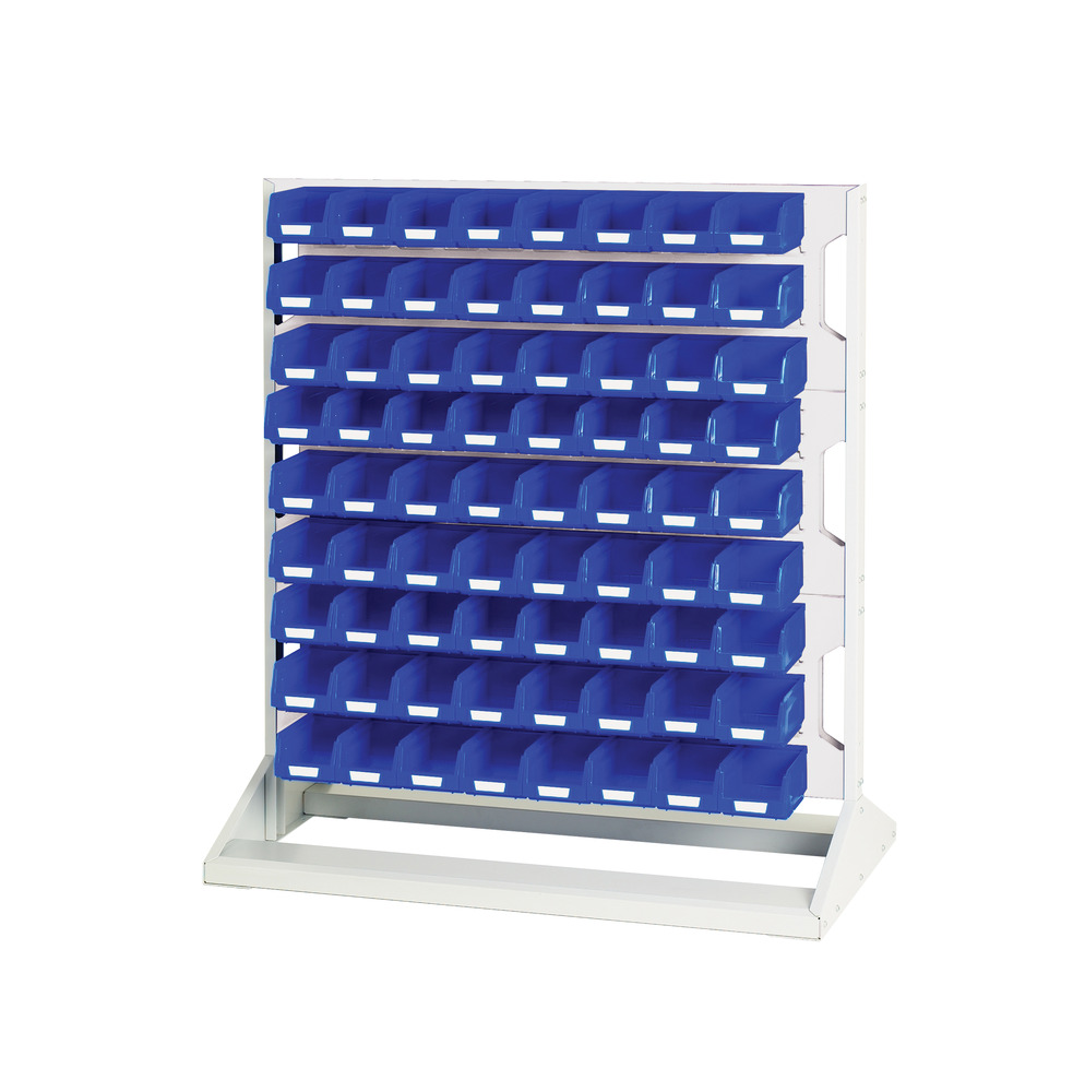 Rack à Bacs Fixe Double Face & Bacs – 6 Panneaux, 144 Bacs Bleu – LxPxH: 1000x550x1125 mm - Image 1
