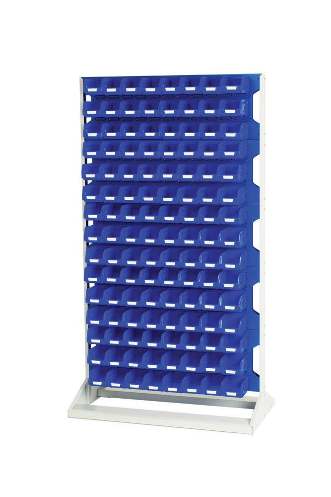 Rack à Bacs Fixe Double Face & Bacs 10 Panneaux, 240 Bacs Bleu – LxPxH: 1000x550x1775mm 1