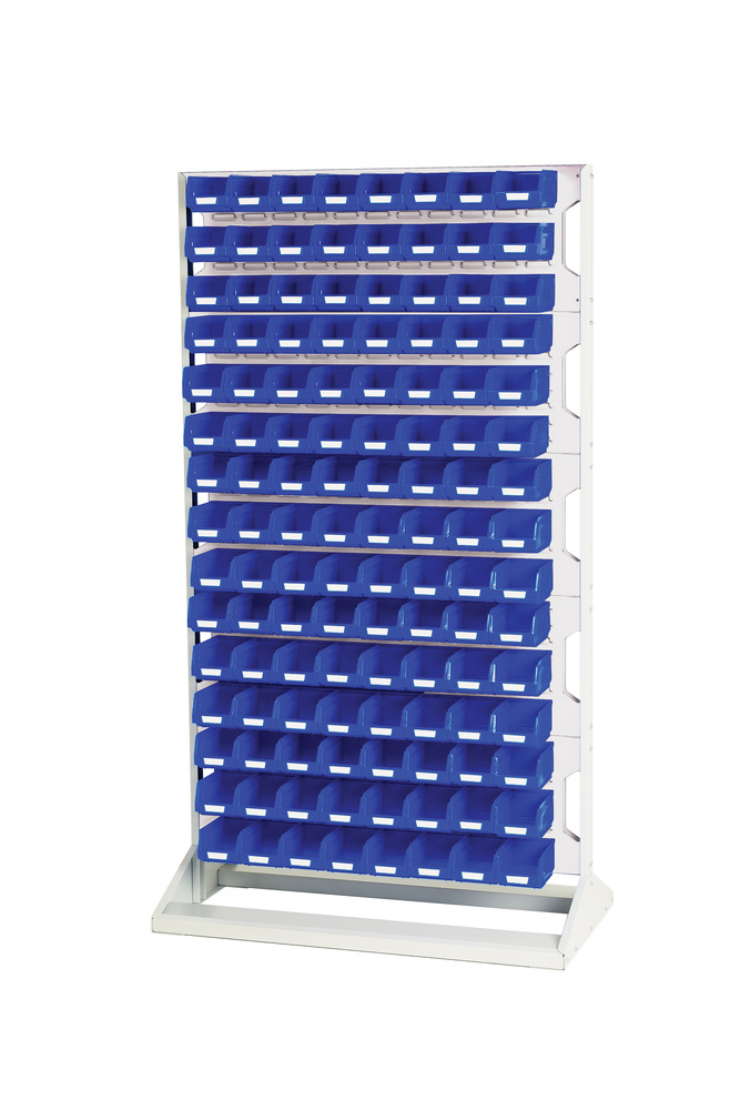 Rack à Bacs Fixe Double Face & Bacs 10 Panneaux, 240 Bacs Bleu – 1000x550x1775 mm - Image 1
