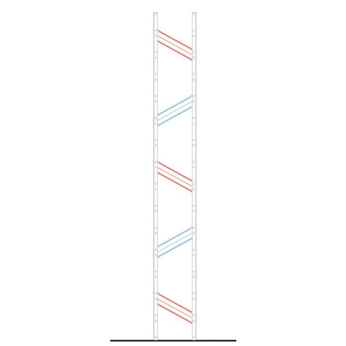 Echelle de rayonnage Galvastar galvanisé – Hauteur 1972 mm, Profondeur 250 mm – Modèle claire-voie 1