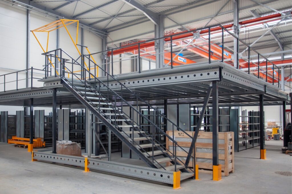 Plateforme de stockage Proplus LP3 – Longue portée 10 m, charge 800 kg/m², conforme Eurocode III et EN1090 CE 1