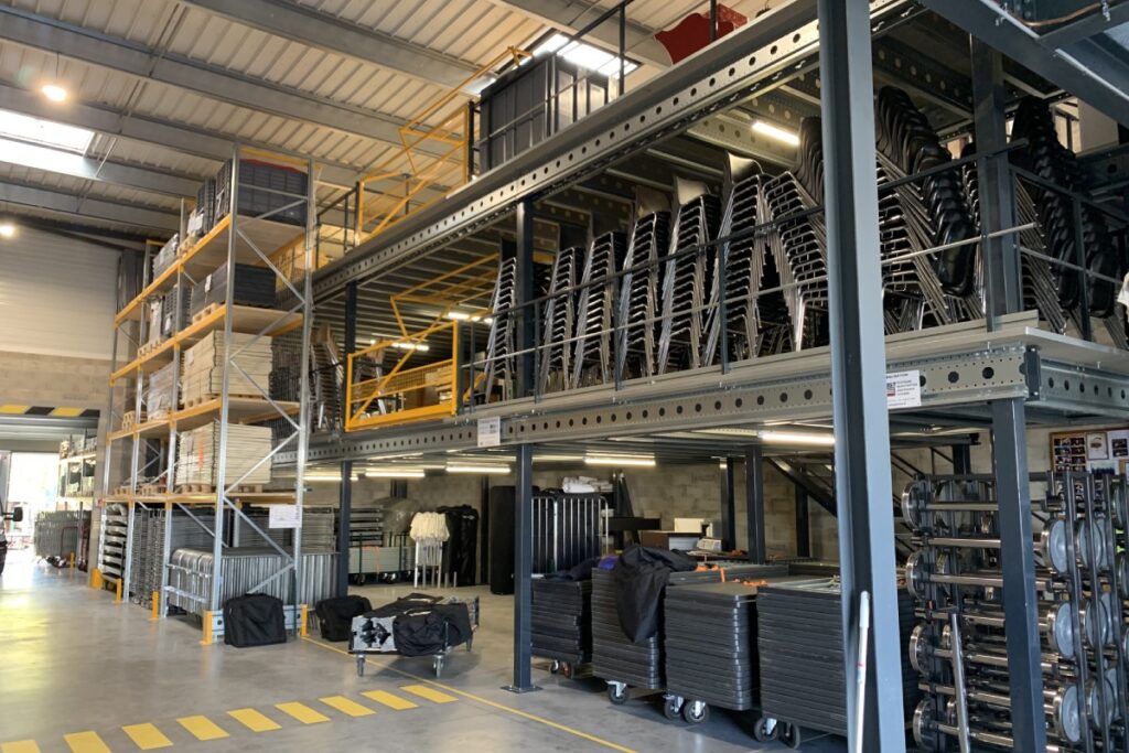 Plateforme de stockage Proplus LP3 – Longue portée 10 m, charge 800 kg/m², conforme Eurocode III et EN1090 CE 2