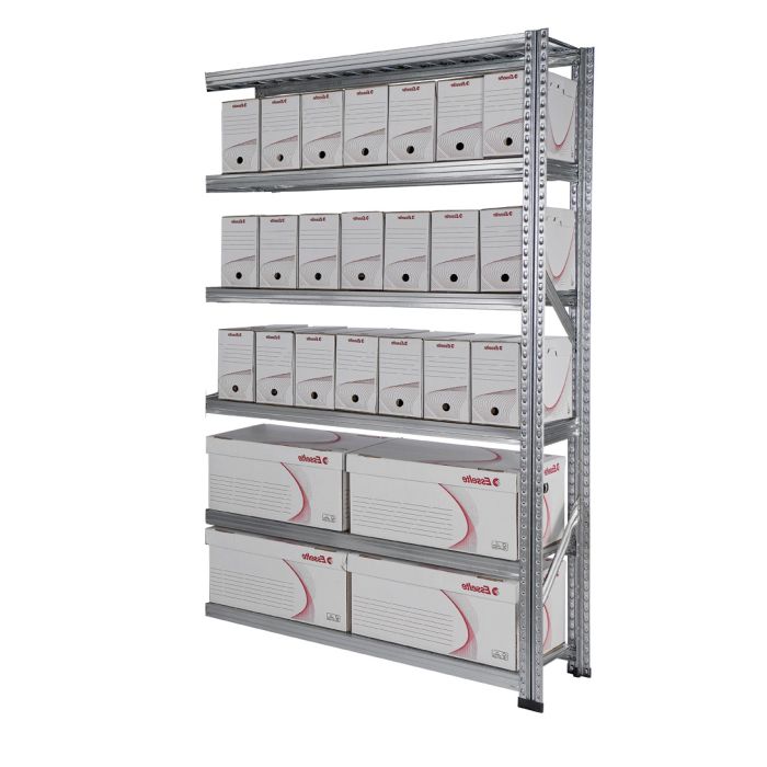 Kit rayonnage d&rsquo;archives Galv&rsquo;archives – H.1972 x L.1200 x P.400 mm – 6 tablettes – capacité 78 boîtes 1