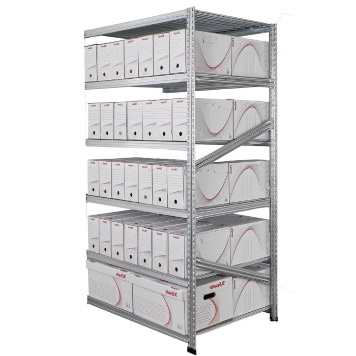 Rayonnage d&rsquo;archive double face Kit Galv&rsquo; archives – H.1972 x L.1200 x P.700 mm – 156 boîtes – 180 kg/tablette 1