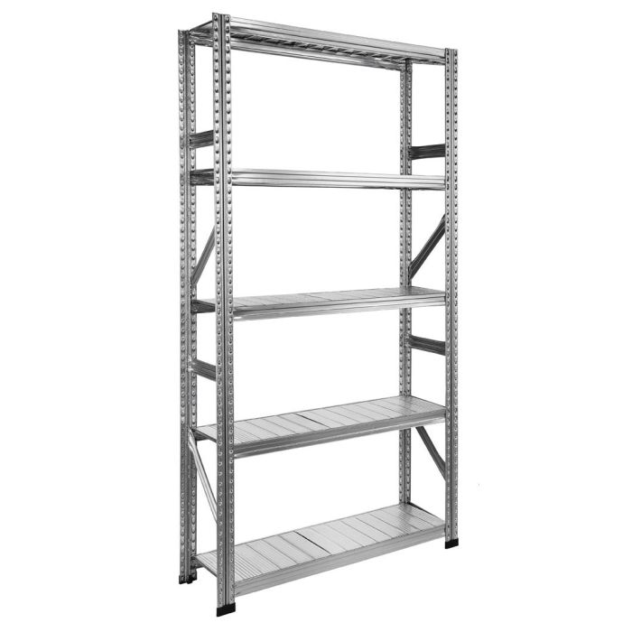 Rayonnage Galvastar L.600 x P.600 mm Départ – 5 niveaux galvanisés, charge 200 kg par niveau 1