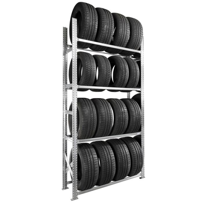 Rayonnage porte-pneus 4 niveaux P.400 – Étagère à pneus pour garage – Charge 120 kg par niveau – Montage sans outil 1