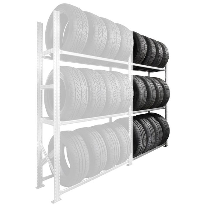 Rayonnage porte pneus kit 3 niveaux P.500 – échelle H. 2500 mm, charge 120 kg par niveau 1