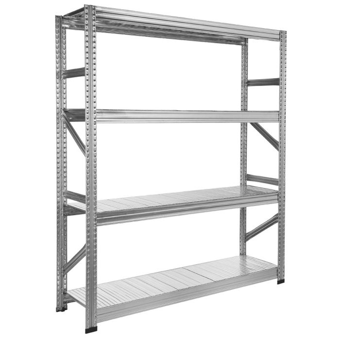 Rayonnage mi-lourd GV3 galvanisé – L.1500 x P.800 x H.1972 mm – 4 niveaux – Charge 640 kg/niveau 1