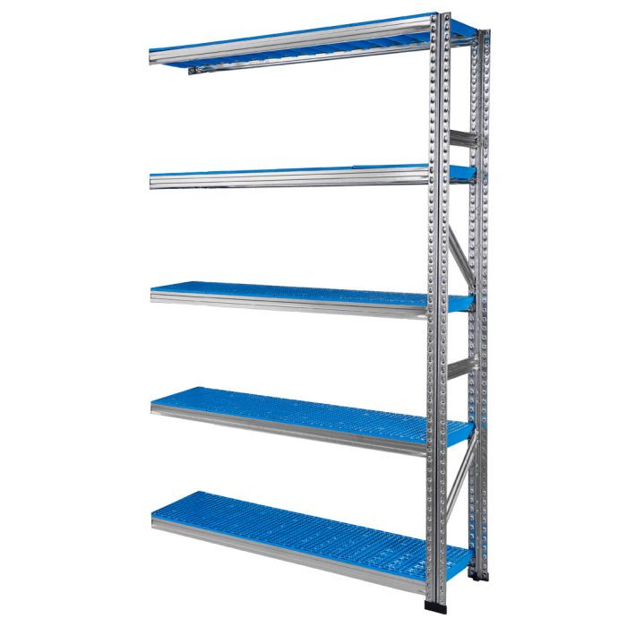Rayonnage Galvaplast bleu L.1500 x P.600 mm – Échelle avec 5 tablettes – Charge 205 kg par tablette 1