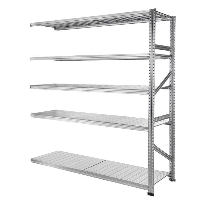 Rayonnage Galvastar L.1500 x P.500 mm – 5 tablettes – Charge 205 kg/tablette – Neuf 1