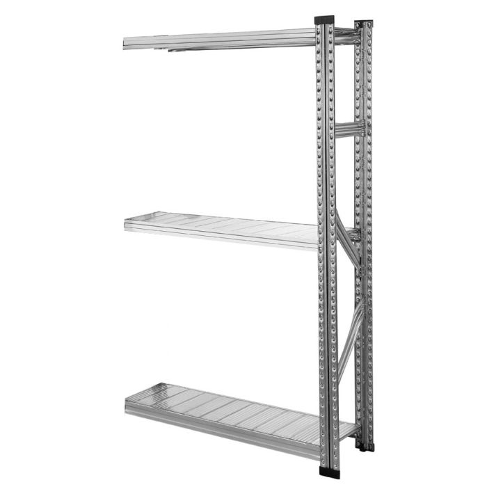 Rayonnage GALVASTAR – élément suivant 3 niveaux L.1050 x P.500 x H.1576 mm – charge 155 kg/tablette 1