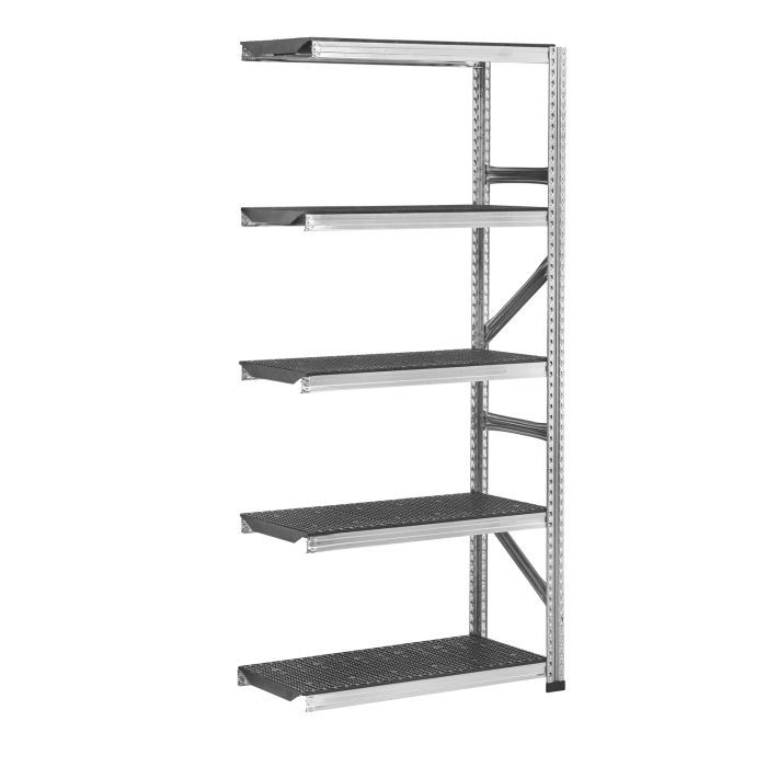 Rayonnage Galvaplast noir L.1500 x P.320 mm – Kit suivant avec échelle et 5 tablettes – Charge 155 kg par tablette 1
