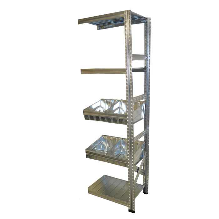 Kit suivant rayonnage 2 bacs modulaires Galvastar L.600 x P.400 mm – Rayonnage galvanisé picking 1