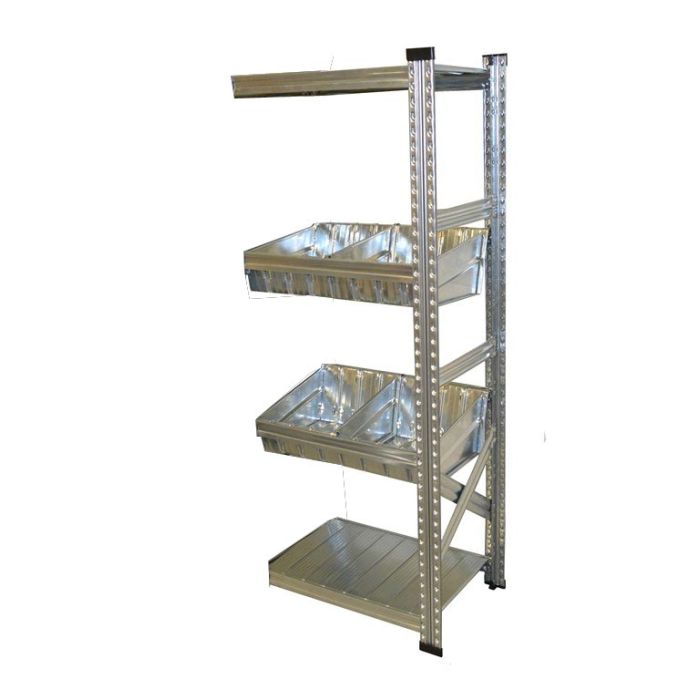 Kit suivant rayonnage Galvastar 2 bacs modulaires L.600 x P.400 mm – Rayonnage picking 1
