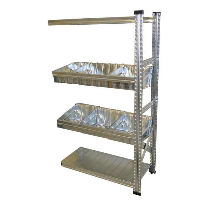 Kit suivant rayonnage Galvastar 2 bacs modulaires L.900 x P.400 mm – Rayonnage galvanisé 1