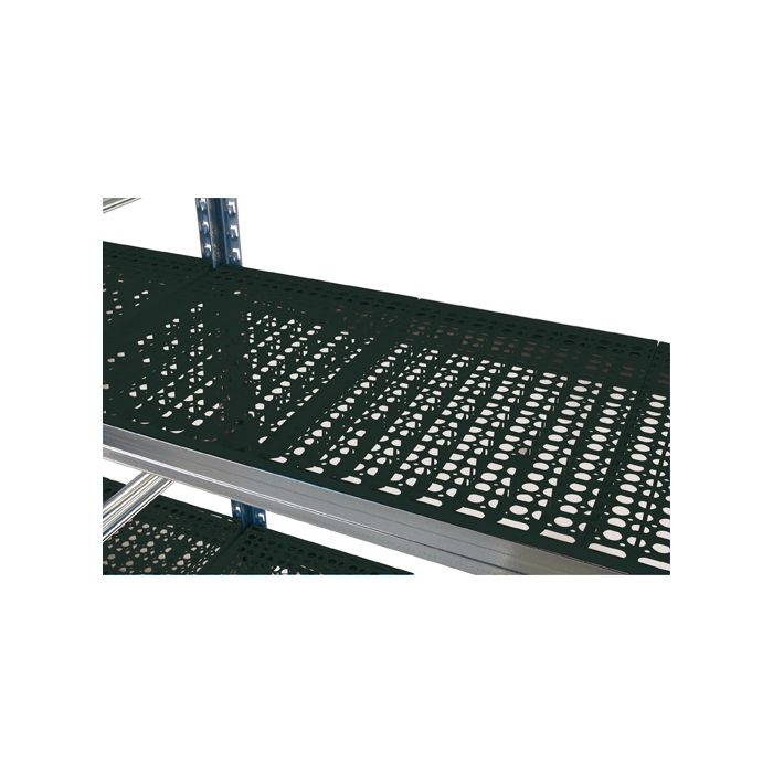 Tablette plastique noir ajourée L.900 x P.400 mm pour rayonnage Galvaplast Ecogreen – Charge maxi 130 kg 1