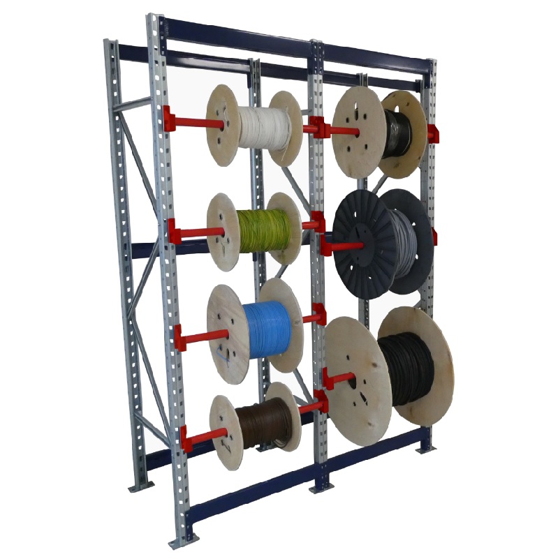Rack de stockage dynamique CABLERACK® LEGER pour petits tourets – Capacité 240 kg/travée, 3 niveaux, largeur touret 580 mm 1