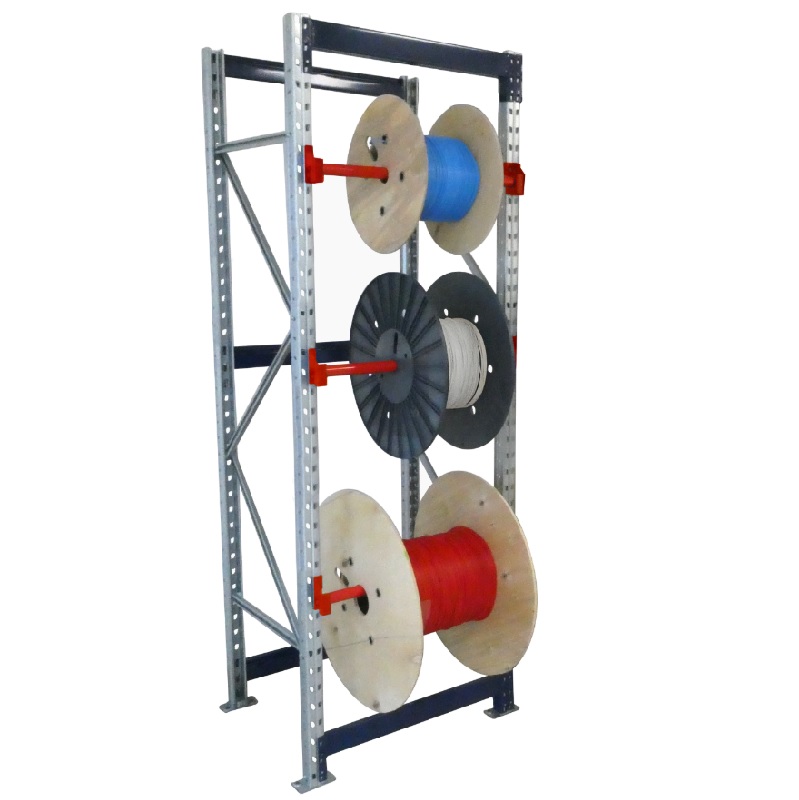 Rack de stockage dynamique CABLERACK® LEGER pour petits tourets – Capacité 240 kg/travée, 3 niveaux, largeur touret 580 mm 2