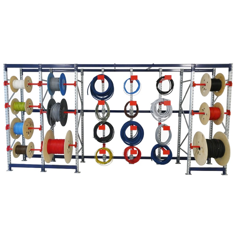 Rack de stockage dynamique CABLERACK® LEGER pour petits tourets – Capacité 240 kg/travée, 3 niveaux, largeur touret 580 mm 3