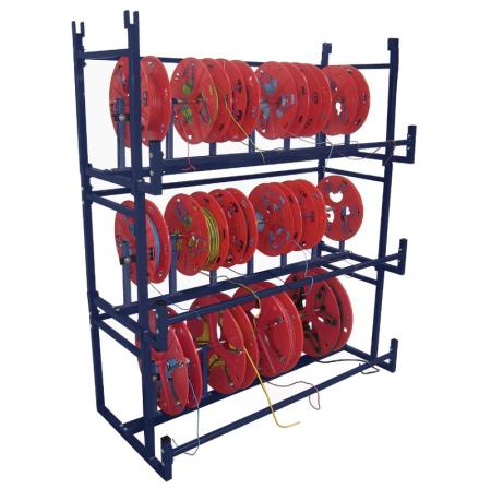 Distributeur de couronnes câbles/fils BOBI-COURONNES – 3 niveaux (1 BOBI 400 + 2 BOBI 300) avec 16 bobines 1