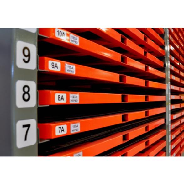 Rack à tôles sur plateaux extractibles par chariot élévateur – 6 plateaux de 2 tonnes – FPM 1 KF/MF/GF 4